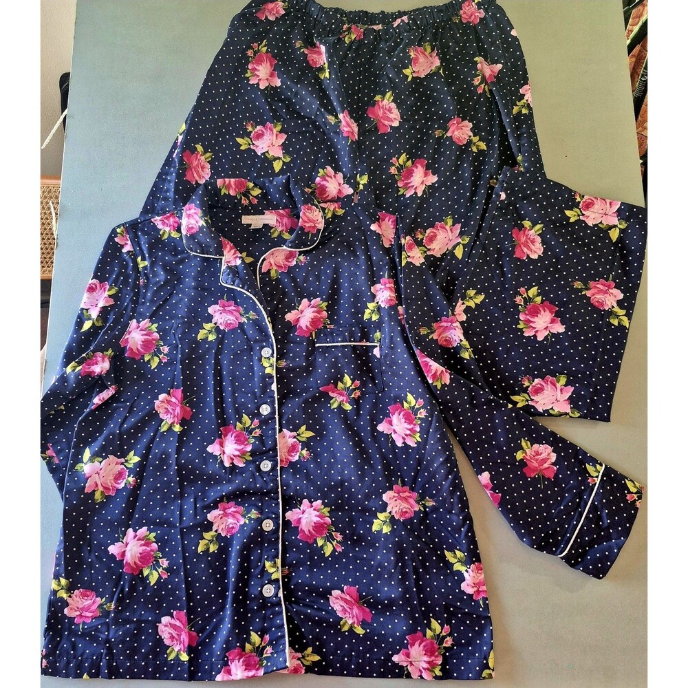 2 PC Carole Hochman Women’s XLarge Floral Pajama Set Long Sleeve Top + Pants